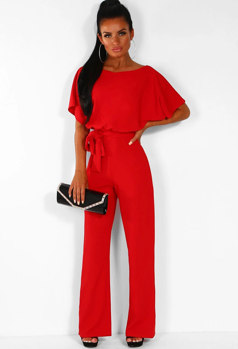  Lace-Up Button Short-Sleeved Women 