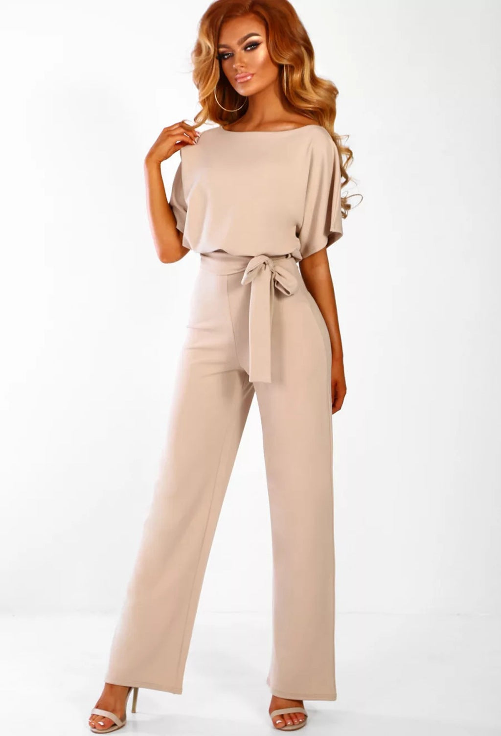  Lace-Up Button Short-Sleeved Women 